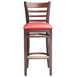 Lancaster Table & Seating Mahogany Ladder Back Bar Height Chair With Red Padded Seat -Zown Shop 2100365