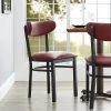 LT&S Boomerang Series Lancaster Table & Seating Boomerang Black Finish Chair With 2 1/2" Burgundy Vinyl Padded Seat And Back