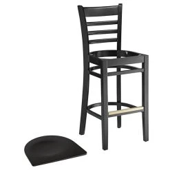 Lancaster Table & Seating Black Wood Frame Ladder Back Bar Height Chair With Black Wood Seat -Zown Shop 2105145