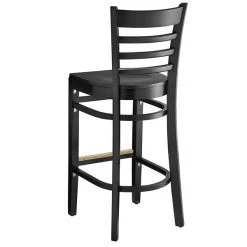 Lancaster Table & Seating Black Wood Frame Ladder Back Bar Height Chair With Black Wood Seat -Zown Shop 2105147