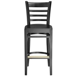 Lancaster Table & Seating Black Wood Frame Ladder Back Bar Height Chair With Black Wood Seat -Zown Shop 2105148