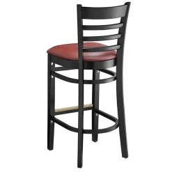 Lancaster Table & Seating Black Ladder Back Bar Height Chair With Burgundy Padded Seat 7 Lancaster Table & Seating Black Ladder Back Bar Height Chair With Burgundy Padded Seat -Zown Shop 2105157