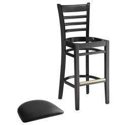 Lancaster Table & Seating Black Ladder Back Bar Height Chair With Black Padded Seat 8 Lancaster Table & Seating Black Ladder Back Bar Height Chair With Black Padded Seat -Zown Shop 2105165