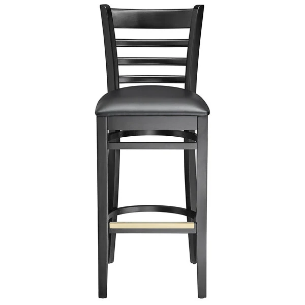 Lancaster Table & Seating Black Ladder Back Bar Height Chair With Black Padded Seat 5 Lancaster Table & Seating Black Ladder Back Bar Height Chair With Black Padded Seat - Image 5