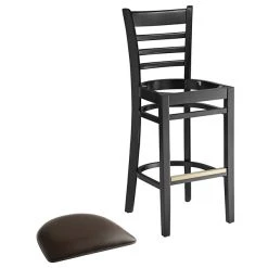 Lancaster Table & Seating Black Ladder Back Bar Height Chair With Dark Brown Padded Seat 8 Lancaster Table & Seating Black Ladder Back Bar Height Chair With Dark Brown Padded Seat -Zown Shop 2105175