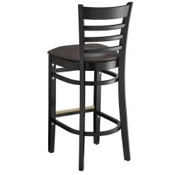 Lancaster Table & Seating Black Ladder Back Bar Height Chair With Dark Brown Padded Seat 7 Lancaster Table & Seating Black Ladder Back Bar Height Chair With Dark Brown Padded Seat -Zown Shop 2105177