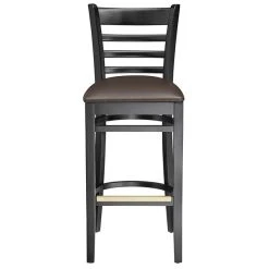 Lancaster Table & Seating Black Ladder Back Bar Height Chair With Dark Brown Padded Seat 9 Lancaster Table & Seating Black Ladder Back Bar Height Chair With Dark Brown Padded Seat -Zown Shop 2105178