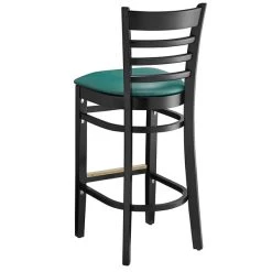 Lancaster Table & Seating Black Ladder Back Bar Height Chair With Green Padded Seat -Zown Shop 2105190