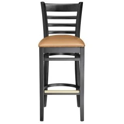 Lancaster Table & Seating Black Ladder Back Bar Height Chair With Light Brown Padded Seat -Zown Shop 2105201