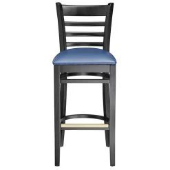Lancaster Table & Seating Black Ladder Back Bar Height Chair With Navy Padded Seat -Zown Shop 2105211