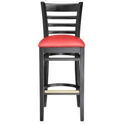Lancaster Table & Seating Black Ladder Back Bar Height Chair With Red Padded Seat -Zown Shop 2105224