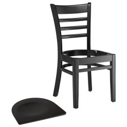 Lancaster Table & Seating Black Finish Wooden Ladder Back Chair With Black Wooden Seat -Zown Shop 2105232