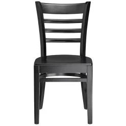 Lancaster Table & Seating Black Finish Wooden Ladder Back Chair With Black Wooden Seat -Zown Shop 2105235