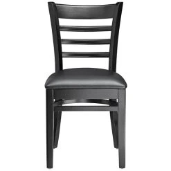 Lancaster Table & Seating Black Finish Wooden Ladder Back Chair With 2 1/2" Black Padded Seat 9 Lancaster Table & Seating Black Finish Wooden Ladder Back Chair With 2 1/2" Black Padded Seat -Zown Shop 2105255