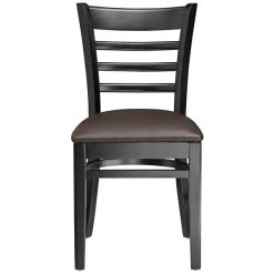 Lancaster Table & Seating Black Finish Wooden Ladder Back Chair With 2 1/2" Dark Brown Padded Seat 9 Lancaster Table & Seating Black Finish Wooden Ladder Back Chair With 2 1/2" Dark Brown Padded Seat -Zown Shop 2105267