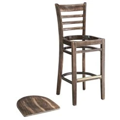 Lancaster Table & Seating Vintage Finish Ladder Back Bar Height Chair With Vintage Wood Seat -Zown Shop 2106917