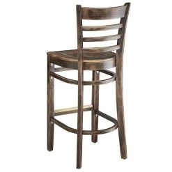 Lancaster Table & Seating Vintage Finish Ladder Back Bar Height Chair With Vintage Wood Seat -Zown Shop 2106919