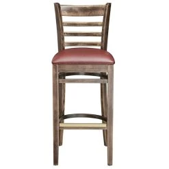 Lancaster Table & Seating Vintage Ladder Back Bar Height Chair With Burgundy Padded Seat -Zown Shop 2106930