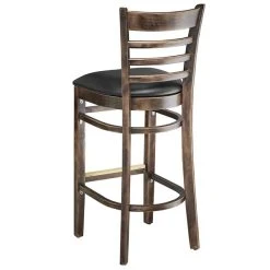 Lancaster Table & Seating Vintage Ladder Back Bar Height Chair With Black Padded Seat -Zown Shop 2106939