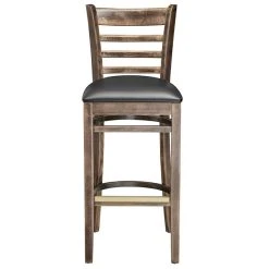 Lancaster Table & Seating Vintage Ladder Back Bar Height Chair With Black Padded Seat -Zown Shop 2106940