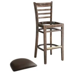 Lancaster Table & Seating Vintage Ladder Back Bar Height Chair With Dark Brown Padded Seat 8 Lancaster Table & Seating Vintage Ladder Back Bar Height Chair With Dark Brown Padded Seat -Zown Shop 2106947