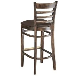 Lancaster Table & Seating Vintage Ladder Back Bar Height Chair With Dark Brown Padded Seat 7 Lancaster Table & Seating Vintage Ladder Back Bar Height Chair With Dark Brown Padded Seat -Zown Shop 2106949