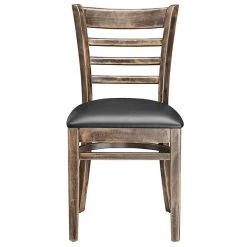 Lancaster Table & Seating Vintage Finish Wooden Ladder Back Chair With 2 1/2" Black Padded Seat 9 Lancaster Table & Seating Vintage Finish Wooden Ladder Back Chair With 2 1/2" Black Padded Seat -Zown Shop 2107029