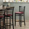 Lancaster Table & Seating Black Ladder Back Bar Height Chair With Burgundy Padded Seat