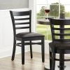 Lancaster Table & Seating Black Finish Wooden Ladder Back Chair With 2 1/2" Dark Brown Padded Seat