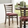 Lancaster Table & Seating Vintage Finish Wooden Ladder Back Chair With 2 1/2" Burgundy Padded Seat