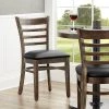 Lancaster Table & Seating Vintage Finish Wooden Ladder Back Chair With 2 1/2" Black Padded Seat