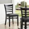 Lancaster Table & Seating Black Finish Wooden Ladder Back Chair With 2 1/2" Black Padded Seat