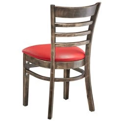 Lancaster Table & Seating Vintage Finish Wooden Ladder Back Chair With 2 1/2" Red Padded Seat 7 Lancaster Table & Seating Vintage Finish Wooden Ladder Back Chair With 2 1/2" Red Padded Seat -Zown Shop 2112045