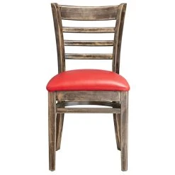 Lancaster Table & Seating Vintage Finish Wooden Ladder Back Chair With 2 1/2" Red Padded Seat 9 Lancaster Table & Seating Vintage Finish Wooden Ladder Back Chair With 2 1/2" Red Padded Seat -Zown Shop 2112046