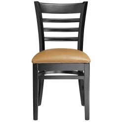 Lancaster Table & Seating Black Finish Wooden Ladder Back Chair With 2 1/2" Light Brown Padded Seat 9 Lancaster Table & Seating Black Finish Wooden Ladder Back Chair With 2 1/2" Light Brown Padded Seat -Zown Shop 2112088