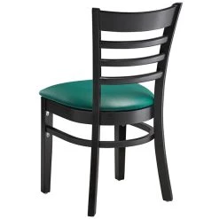 Lancaster Table & Seating Black Finish Wooden Ladder Back Chair With 2 1/2" Green Padded Seat 7 Lancaster Table & Seating Black Finish Wooden Ladder Back Chair With 2 1/2" Green Padded Seat -Zown Shop 2112098