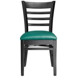 Lancaster Table & Seating Black Finish Wooden Ladder Back Chair With 2 1/2" Green Padded Seat 9 Lancaster Table & Seating Black Finish Wooden Ladder Back Chair With 2 1/2" Green Padded Seat -Zown Shop 2112099