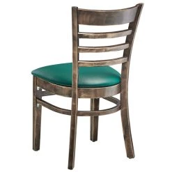 Lancaster Table & Seating Vintage Finish Wooden Ladder Back Chair With 2 1/2" Green Padded Seat -Zown Shop 2112109