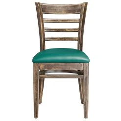 Lancaster Table & Seating Vintage Finish Wooden Ladder Back Chair With 2 1/2" Green Padded Seat -Zown Shop 2112110