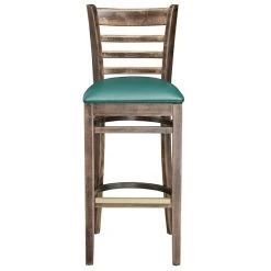 Lancaster Table & Seating Vintage Ladder Back Bar Height Chair With Green Padded Seat -Zown Shop 2112766