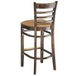 Lancaster Table & Seating Vintage Ladder Back Bar Height Chair With Light Brown Padded Seat -Zown Shop 2112775
