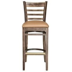 Lancaster Table & Seating Vintage Ladder Back Bar Height Chair With Light Brown Padded Seat -Zown Shop 2112776