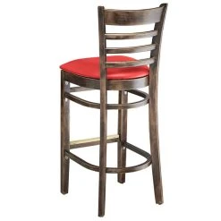 Lancaster Table & Seating Vintage Finish Ladder Back Bar Height Chair With Red Padded Seat -Zown Shop 2113540