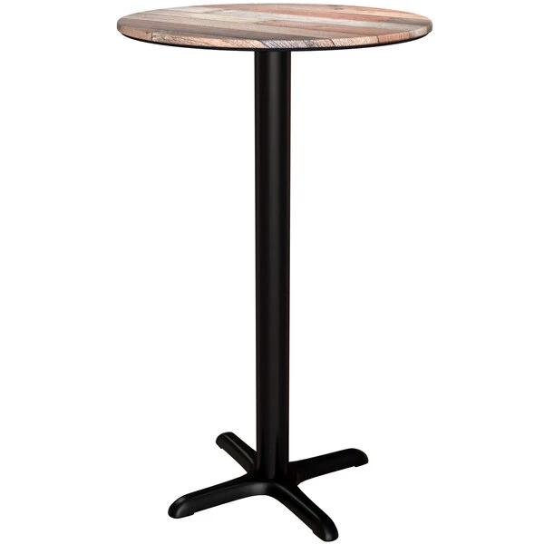 LT&S Excalibur Lancaster Table & Seating Excalibur 31 1/2" Round Bar Height Table With Textured Mixed Plank Finish And Cross Base Plate 2 LT&S Excalibur Lancaster Table & Seating Excalibur 31 1/2" Round Bar Height Table With Textured Mixed Plank Finish And Cross Base Plate - Image 2