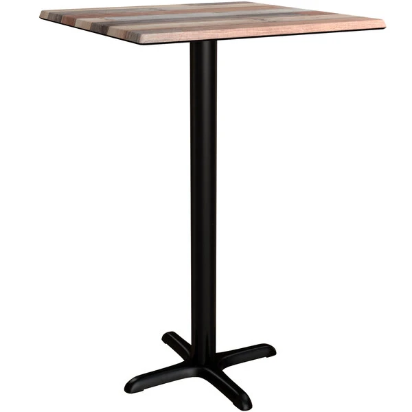 LT&S Excalibur Lancaster Table & Seating Excalibur 27 1/2" X 27 1/2" Square Bar Height Table With Textured Mixed Plank Finish And Cross Base Plate 2 LT&S Excalibur Lancaster Table & Seating Excalibur 27 1/2" X 27 1/2" Square Bar Height Table With Textured Mixed Plank Finish And Cross Base Plate - Image 2