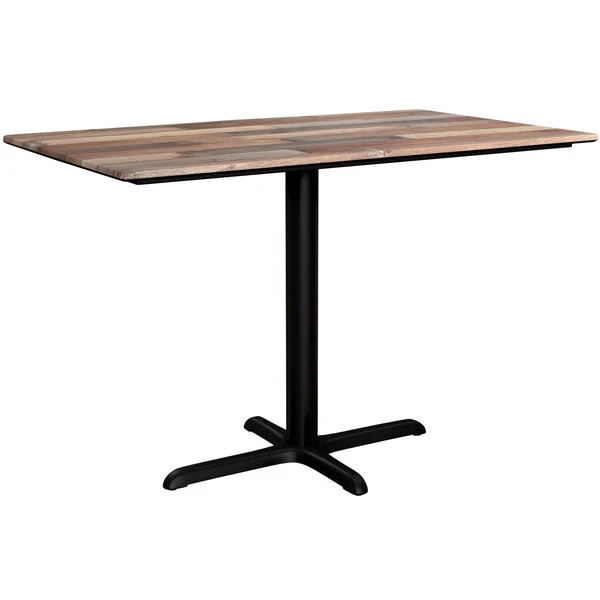 LT&S Excalibur Lancaster Table & Seating Excalibur 27 1/2" X 47 3/16" Rectangular Dining Height Table With Textured Mixed Plank Finish And Cross Base Plate 2 LT&S Excalibur Lancaster Table & Seating Excalibur 27 1/2" X 47 3/16" Rectangular Dining Height Table With Textured Mixed Plank Finish And Cross Base Plate - Image 2