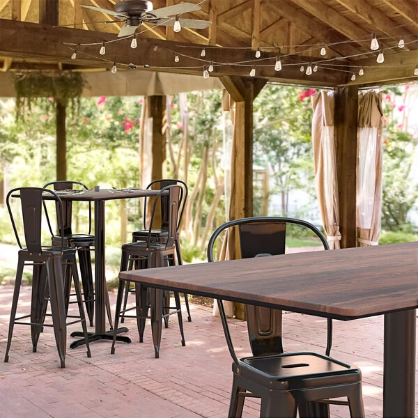 LT&S Excalibur Lancaster Table & Seating Excalibur 27 1/2" X 47 3/16" Rectangular Bar Height Table With Textured Walnut Finish And Cross Base Plate 1 LT&S Excalibur Lancaster Table & Seating Excalibur 27 1/2" X 47 3/16" Rectangular Bar Height Table With Textured Walnut Finish And Cross Base Plate