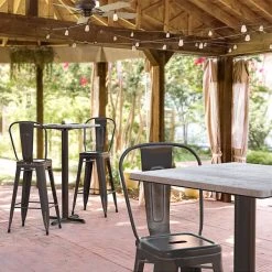 LT&S Excalibur Lancaster Table & Seating Excalibur 23 5/8" X 23 5/8" Square Bar Height Table With Textured Toscano Finish And Cross Base Plate