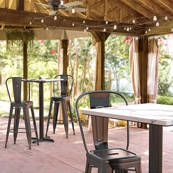 LT&S Excalibur Lancaster Table & Seating Excalibur 23 5/8" X 23 5/8" Square Bar Height Table With Smooth Versilla Finish And Cross Base Plate 1 LT&S Excalibur Lancaster Table & Seating Excalibur 23 5/8" X 23 5/8" Square Bar Height Table With Smooth Versilla Finish And Cross Base Plate