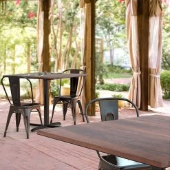 LT&S Excalibur Lancaster Table & Seating Excalibur 36" X 36" Square Dining Height Table With Textured Walnut Finish And Cross Base Plate